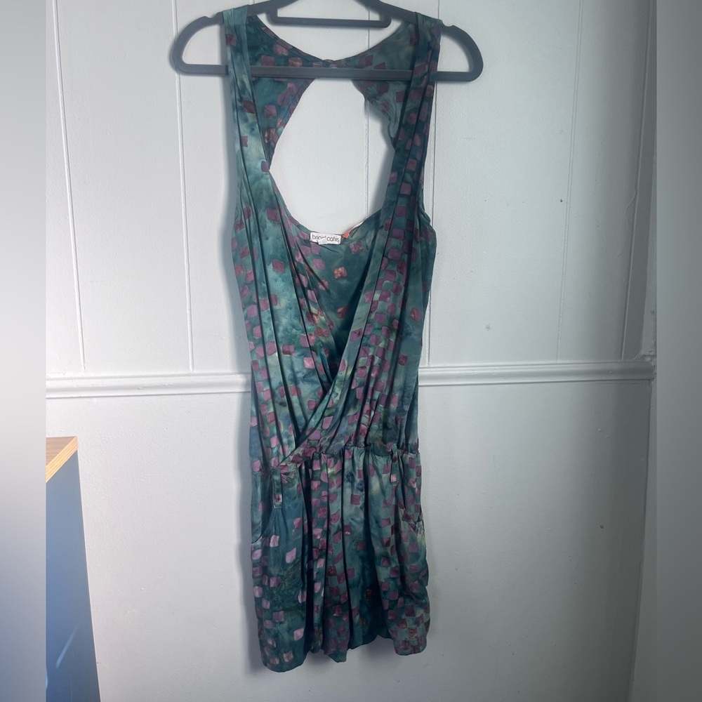 Brigid Catis Exclusively for Shop Bop watercolor pattern green & purple romper L